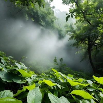 Misty Lush Tropical Forest