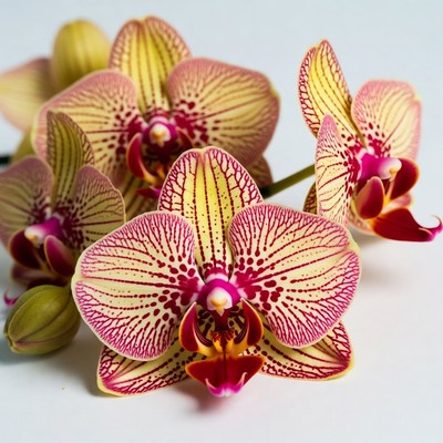 Yellow Phalaenopsis Orchids on White Background