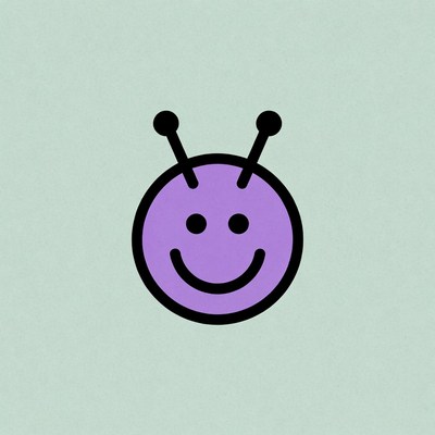 Purple alien smiling emoji