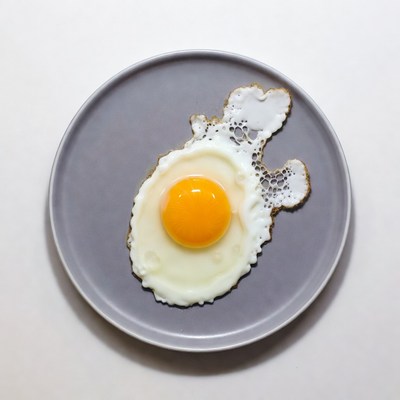 Fried Egg on Gray Plate