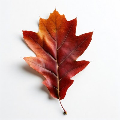 Autumn Oak Leaf on White