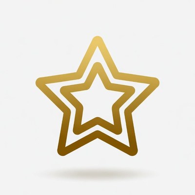 Double Outlined Golden Star Icon