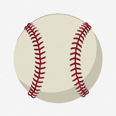 White baseball with red stitches