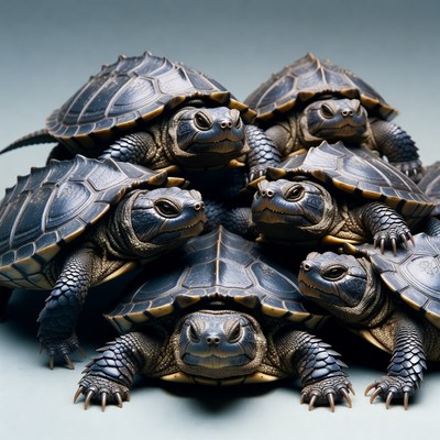 Stack of baby turtles