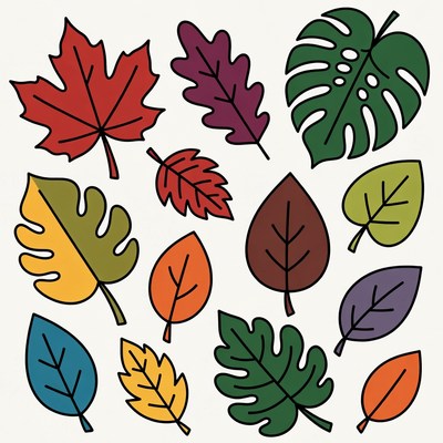 Colorful Autumn Leaves Clipart