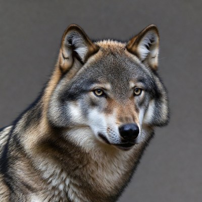 Gray wolf close-up portrait