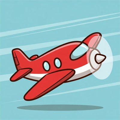 Red Cartoon Airplane Flying
