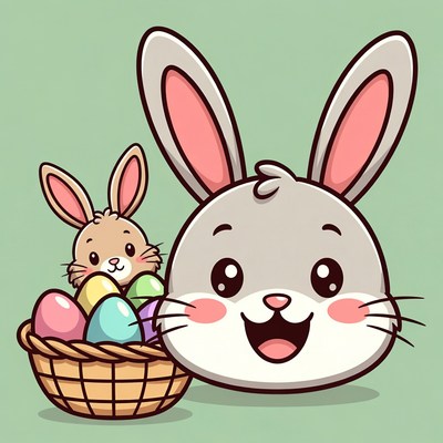 Cute Bunny with Easter Basket