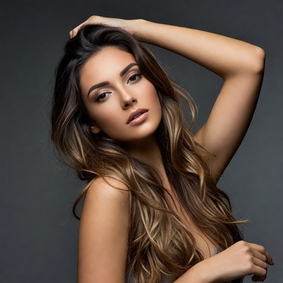 Beautiful woman with hand in hair