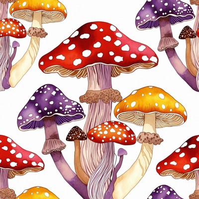 Colorful Mushroom Illustration Pattern
