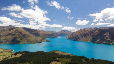 Turquoise Lake Between Mountains