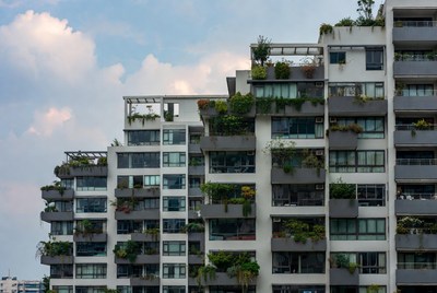 Modern Green Balcony Apartment Building