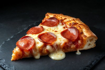 Pepperoni Pizza Slice on Black Slate