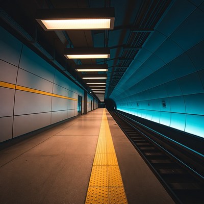 Empty Modern Subway Platform