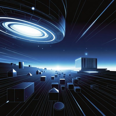 Futuristic UFO Over Neon Cityscape