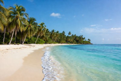 Tropical beach with palm trees