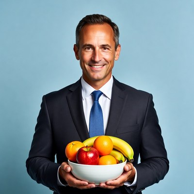 Man holding fruit bowl
