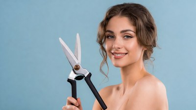 Woman holding pruning shears