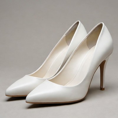 Pair of white pointed stiletto heels