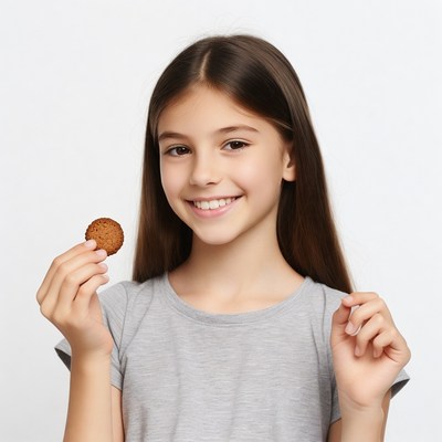 Girl holding cookie