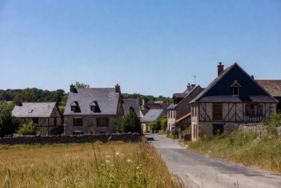 Traditional French Half-Timbered Village Houses