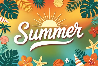 Summer Text with Tropical Elements
