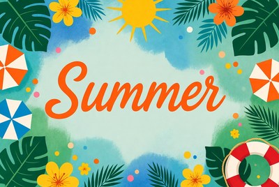 Summer Text with Beach Elements