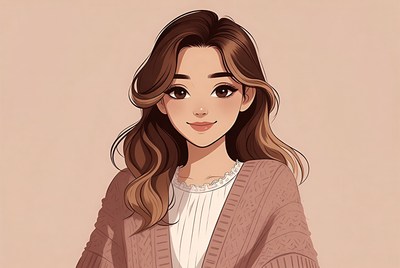 Asian woman in pink cardigan