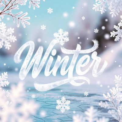 Winter Text with Snowflakes