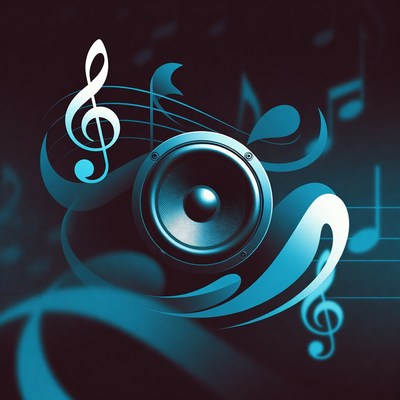 Blue Treble Clef and Speaker