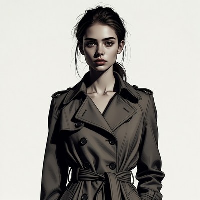 Woman in trench coat illustration