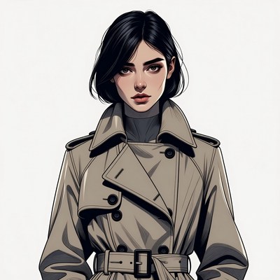 Woman in beige trench coat