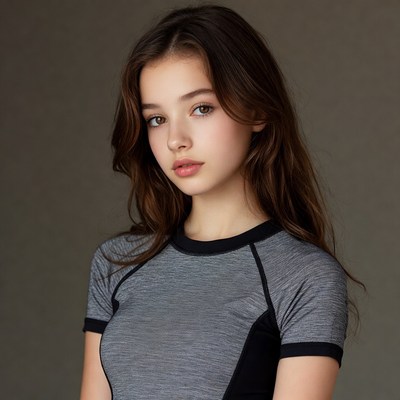 Young woman with long brown hair