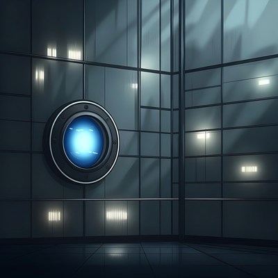 Glowing Blue Eye Surveillance Camera