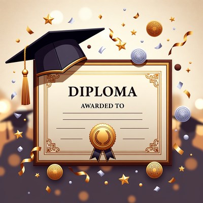Graduation Diploma with Cap