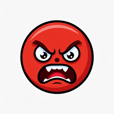 Angry Red Cartoon Face