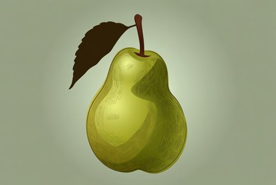 Green pear with leaf illustration