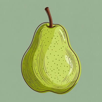 Green Pear Illustration
