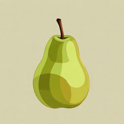 Green pear with stem