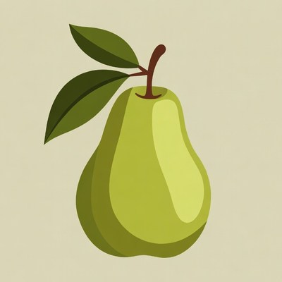 Green pear with leaves