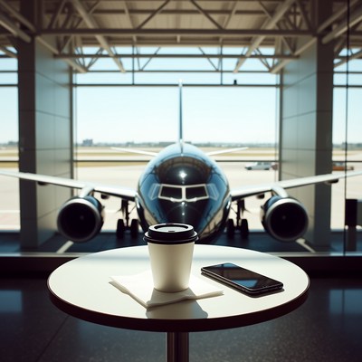 Coffee Cup Airplane Airport Window
