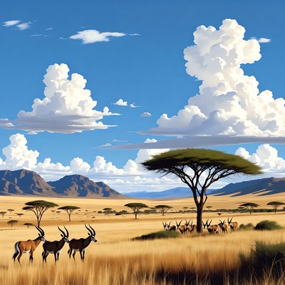 Impala herd in African savanna