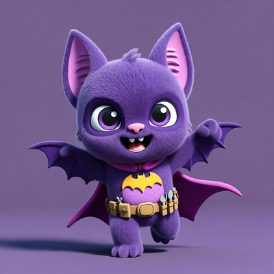 Cute Purple Bat Superhero
