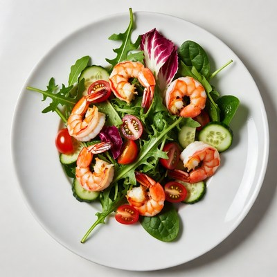 Shrimp Salad on White Plate