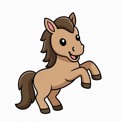Cute cartoon foal rearing up