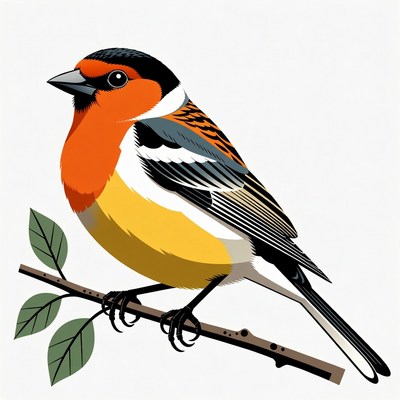 Bullfinch perched on branch