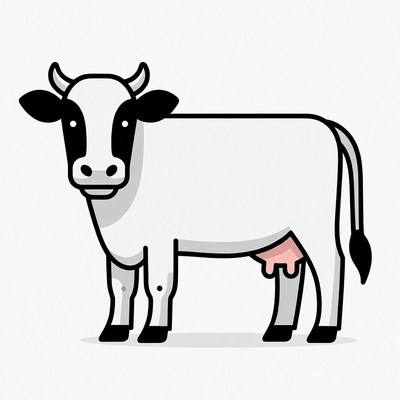 Cartoon Holstein Cow Standing