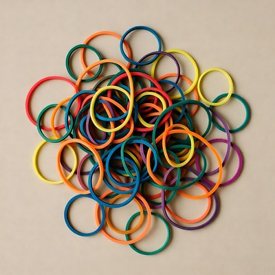 Colorful rubber bands pile
