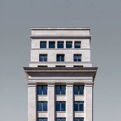 White stone building facade