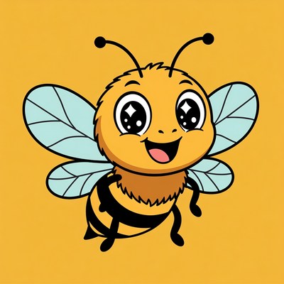 Cute cartoon bee smiling
